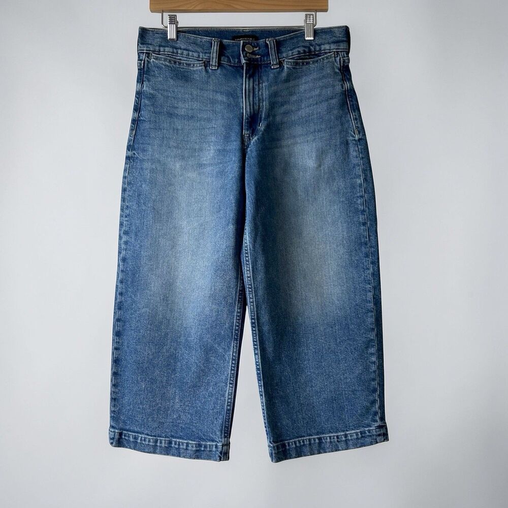 Banana Republic Premium Denim High Rise Wide Leg Crop Jeans Medium Wash Sz 29P